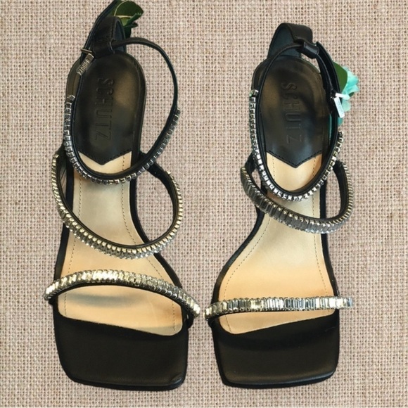 Black rhinestones Nellina Strappy heels - Picture 4 of 5